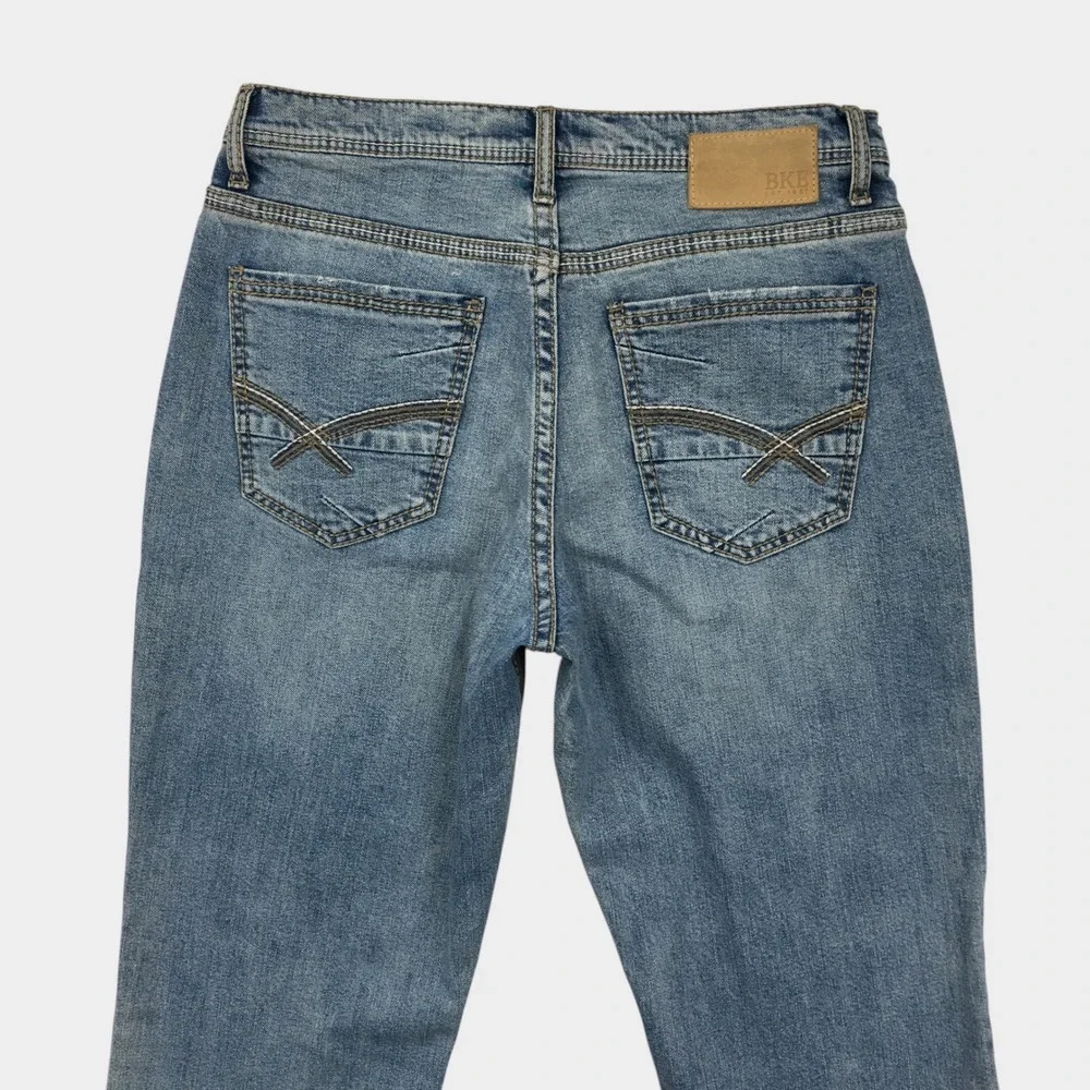 BKE Tyler Mens Light Wash Straight Leg Stretch Denim Jeans 32x34 Blue